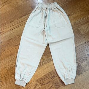 Love Tree Linen Blend Jogger Pants Beige Size Medium
